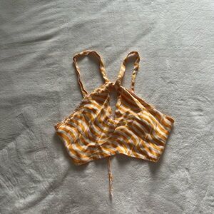 Zara Yellow and White Wave Pattern Halter Top